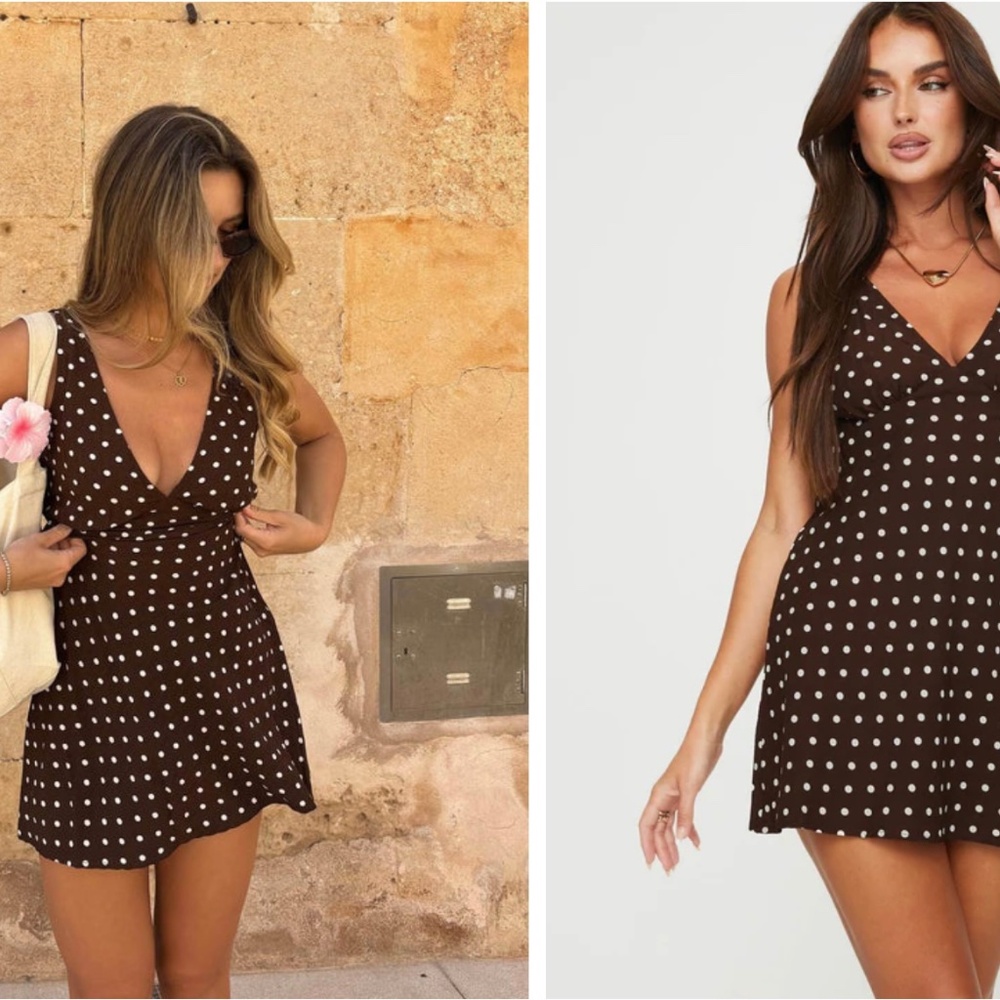 Brown Mini Polka Dot Dress